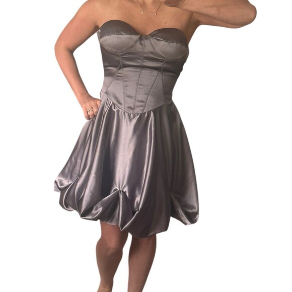 eDressit Silver Strapless Corset Mini Dress S - Picture 3 of 4